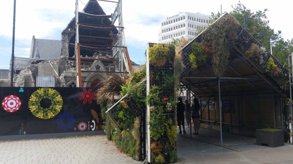 Garden Whare in front of Christchurch Cathedral